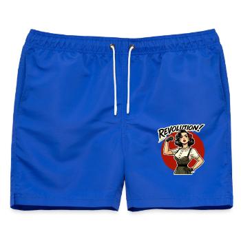 Revolution Frauenpower Retro - Männer Badeshorts - Royalblau - Vorne - AI Model Male 178 light (178cm)