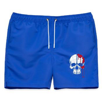 Geteilter Totenkopf mit roter Farbe - Männer Badeshorts - Royalblau - Vorne - AI Model Male 178 light (178cm)