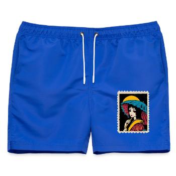 Geisha-Neon-Regenschirm - Männer Badeshorts - Royalblau - Vorne - AI Model Male 178 light (178cm)