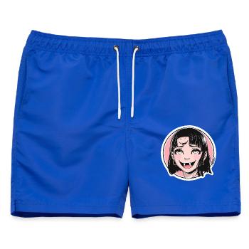 Vampirmädchen Pop Art Sticker - Männer Badeshorts - Royalblau - Vorne - AI Model Male 178 light (178cm)