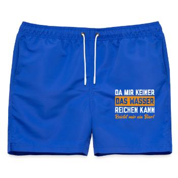 Da mir keiner Wasser reichen kann reicht mir Bier - Männer Badeshorts - Royalblau - Vorne - AI Model Male 178 light (178cm)
