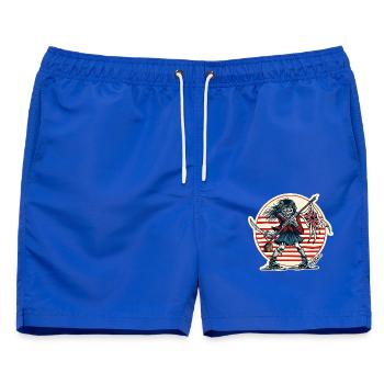 Abtrünnige Samurai-Jungfrau mit zerfetzter Flagge - Männer Badeshorts - Royalblau - Vorne - AI Model Male 178 light (178cm)