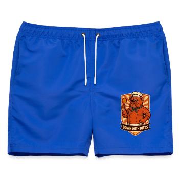Bulldoggen-Koch mit Diäten niedergelassen - Männer Badeshorts - Royalblau - Vorne - AI Model Male 178 light (178cm)