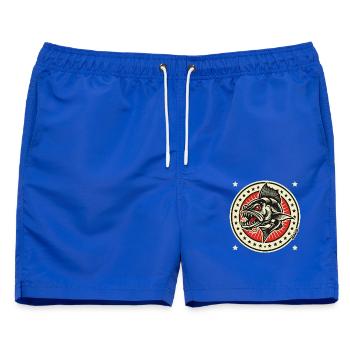 Barracuda-Abzeichen - Männer Badeshorts - Royalblau - Vorne - AI Model Male 178 light (178cm)