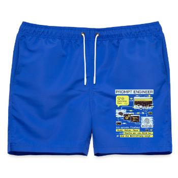 Prompt Engineer Weltrettung lustiges Design - Männer Badeshorts - Royalblau - Vorne - AI Model Male 178 light (178cm)