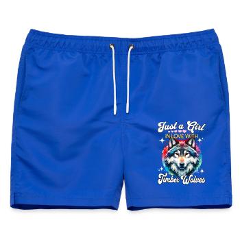 Grauwolf Mädchen Timber Wolf - Männer Badeshorts - Royalblau - Vorne - AI Model Male 178 light (178cm)