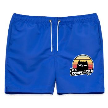 Es ist kompliziert: mürrische Katze - Männer Badeshorts - Royalblau - Vorne - AI Model Male 178 light (178cm)