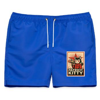 Patriot Kitty Raketenkunst - Männer Badeshorts - Royalblau - Vorne - AI Model Male 178 light (178cm)