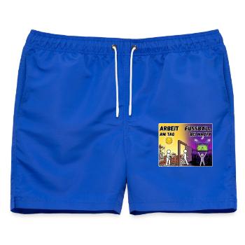 Tagarbeit und Nachtfußball - Männer Badeshorts - Royalblau - Vorne - AI Model Male 178 light (178cm)