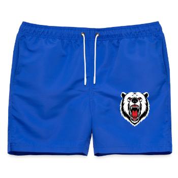 Roaring Bear Maskottchen Logo Sport Bodybuilding - Männer Badeshorts - Royalblau - Vorne - AI Model Male 178 light (178cm)