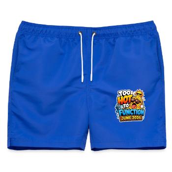 Hitzewelle 2026 | Zu heiß, um zu funktionieren - Männer Badeshorts - Royalblau - Vorne - AI Model Male 178 light (178cm)
