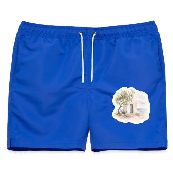 Kapelle am Meer – Stille des Südens - Männer Badeshorts - Royalblau - Vorne - AI Model Male 178 light (178cm)