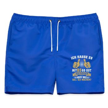 85. Geburtstag Mann Frau 85 Jahre - Männer Badeshorts - Royalblau - Vorne - AI Model Male 178 light (178cm)