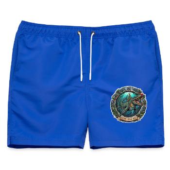 Unterwasser-Dino mit Lichterkette - Männer Badeshorts - Royalblau - Vorne - AI Model Male 178 light (178cm)