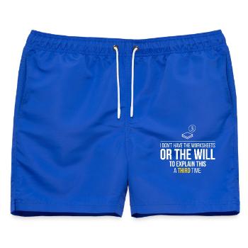 Drittes Mal Frustration: Keine Arbeitsblätter - Männer Badeshorts - Royalblau - Vorne - AI Model Male 178 light (178cm)