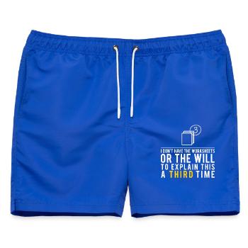 Ich werde das beim dritten Mal nicht erklären - Männer Badeshorts - Royalblau - Vorne - AI Model Male 178 light (178cm)