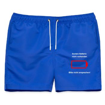 Soziale Batterie nicht vorhanden - Männer Badeshorts - Royalblau - Vorne - AI Model Male 178 light (178cm)