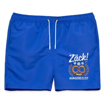 Zäck! Brezel mit Blumen im rustikalen Retro-Look - Männer Badeshorts - Royalblau - Vorne - AI Model Male 178 light (178cm)