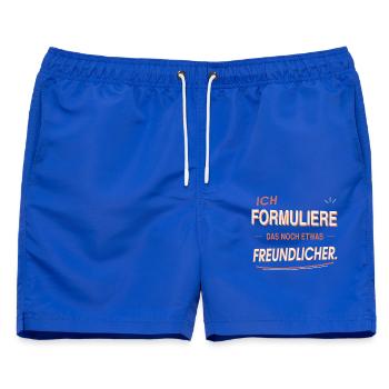 Ich formuliere das noch etwas freundlicher - Männer Badeshorts - Royalblau - Vorne - AI Model Male 178 light (178cm)
