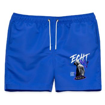 Echt. Ich bleib ich. - Männer Badeshorts - Royalblau - Vorne - AI Model Male 178 light (178cm)