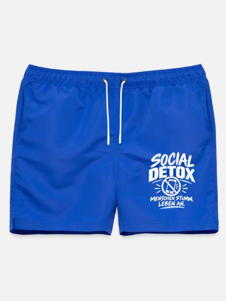 Social Detox – Menschen stumm. Leben an. - Männer Badeshorts - Royalblau