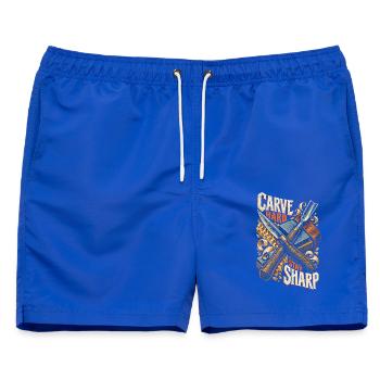 Holzschnitzerei Schnitzen Carve Hard Stay Sharp - Männer Badeshorts - Royalblau - Vorne - AI Model Male 178 light (178cm)