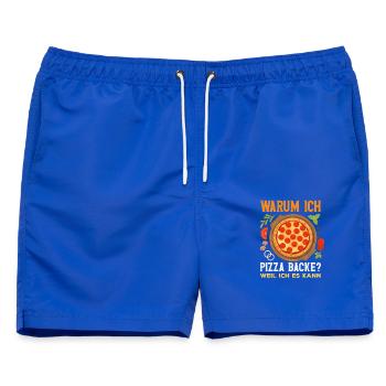 Warum Ich Pizza Backe Spruch - Männer Badeshorts - Royalblau - Vorne - AI Model Male 178 light (178cm)