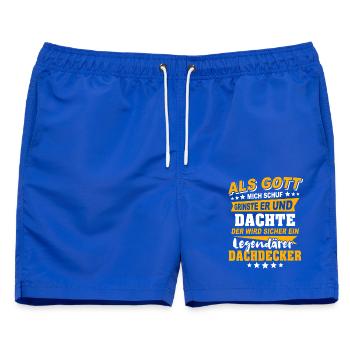 Dachdecker Sprüche - Männer Badeshorts - Royalblau - Vorne - AI Model Male 178 light (178cm)