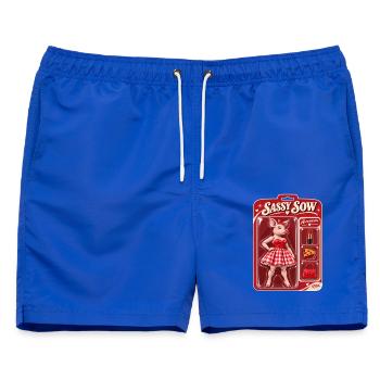 Sassy Sow Retro-Schweinepuppe - Männer Badeshorts - Royalblau - Vorne - AI Model Male 178 light (178cm)