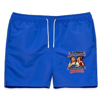 Ein Mann muss tun was seine Frau sagt - Männer Badeshorts - Royalblau - Vorne - AI Model Male 178 light (178cm)