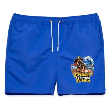Cruise I Thought Treats Mops Pirat Halloween - Männer Badeshorts - Royalblau - Vorne - AI Model Male 178 light (178cm)