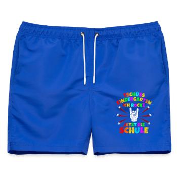 Tschüss Kindergarten Rocke Jetzt die Schule - Männer Badeshorts - Royalblau - Vorne - AI Model Male 178 light (178cm)