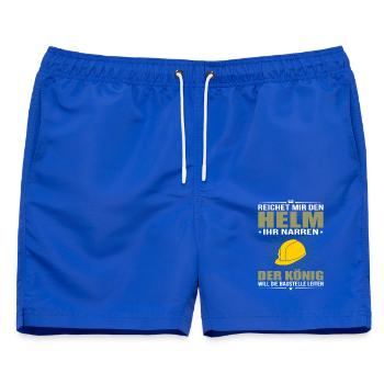 Reichet Mir Den Helm Ihr Narren König Baustelle - Männer Badeshorts - Royalblau - Vorne - AI Model Male 178 light (178cm)