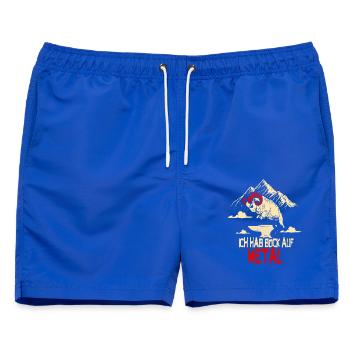 Bock Auf Metal Heavy Death Metal Musik Funny - Männer Badeshorts - Royalblau - Vorne - AI Model Male 178 light (178cm)