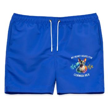 Cornish Rexkatze Herzlinie - Männer Badeshorts - Royalblau - Vorne - AI Model Male 178 light (178cm)