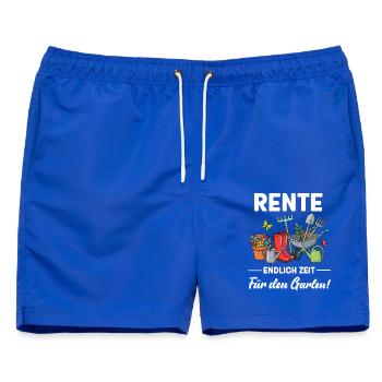 Rente endlich Zeit für den Garten lustige Sprüche - Männer Badeshorts - Royalblau - Vorne - AI Model Male 178 light (178cm)