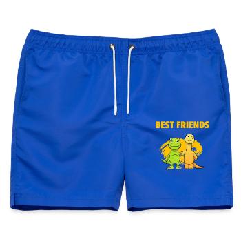 Best Friends Dinos Beste Freunde Dinosaurier - Männer Badeshorts - Royalblau - Vorne - AI Model Male 178 light (178cm)