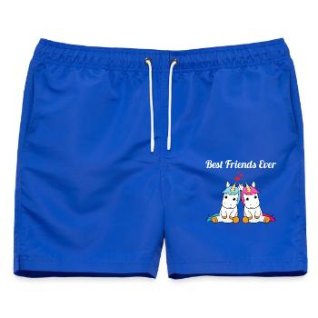 Best Friends Ever Einhörner Beste Freunde - Männer Badeshorts - Royalblau - Vorne - AI Model Male 178 light (178cm)
