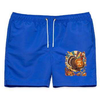 Thanksgiving-Truthahn mit Kürbis-Pi für Mathefans - Männer Badeshorts - Royalblau - Vorne - AI Model Male 178 light (178cm)