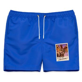 Purr-fect Christmas Katze Selfie - Männer Badeshorts - Royalblau - Vorne - AI Model Male 178 light (178cm)