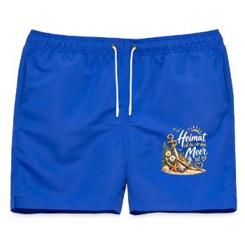 Heimat am Meer: Anker & Küste - Männer Badeshorts - Royalblau - Vorne - AI Model Male 178 light (178cm)
