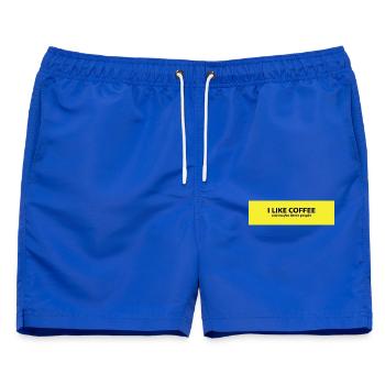 I Like Coffee and Maybe Three People - Männer Badeshorts - Royalblau - Vorne - AI Model Male 178 light (178cm)