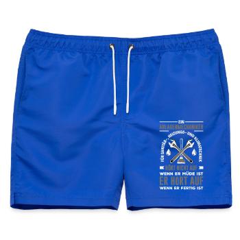 Anlagenmechaniker SHK Sanitär Heizung Handwerk - Männer Badeshorts - Royalblau - Vorne - AI Model Male 178 light (178cm)