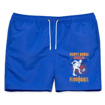 Floorball Unihockey Salibandy Innebandy - Männer Badeshorts - Royalblau - Vorne - AI Model Male 178 light (178cm)