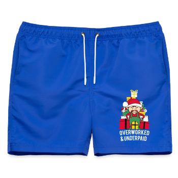 Overworked Elf – Lustiges Weihnachts Spruch Design - Männer Badeshorts - Royalblau - Vorne - AI Model Male 178 light (178cm)