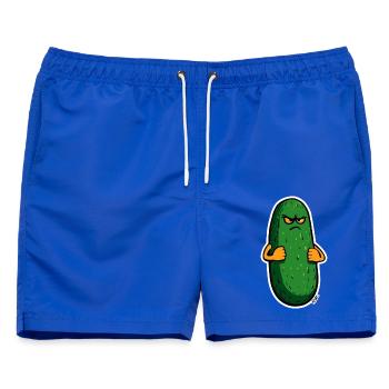 Grumpy Pickle Maskottchen - Männer Badeshorts - Royalblau - Vorne - AI Model Male 178 light (178cm)