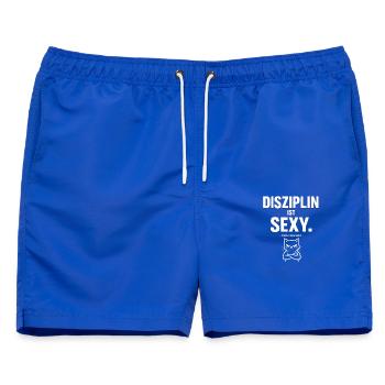 Disziplin Ist Sexy Katze Shirtdesign - Männer Badeshorts - Royalblau - Vorne - AI Model Male 178 light (178cm)
