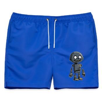 Kleiner Zombie Schrott Roboter  - Männer Badeshorts - Royalblau - Vorne - AI Model Male 178 light (178cm)