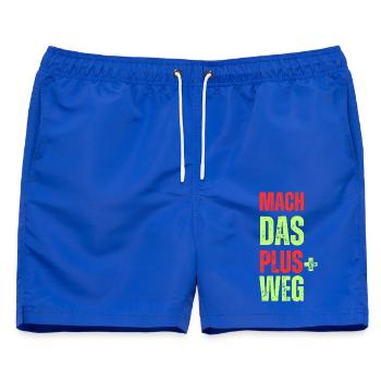 Motivierendes Druckmotiv Plus Weg - Männer Badeshorts - Royalblau - Vorne - AI Model Male 178 light (178cm)