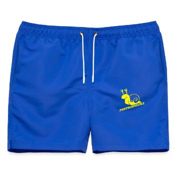 Gelbe Schnecke Retro-Logo Post - Männer Badeshorts - Royalblau - Vorne - AI Model Male 178 light (178cm)
